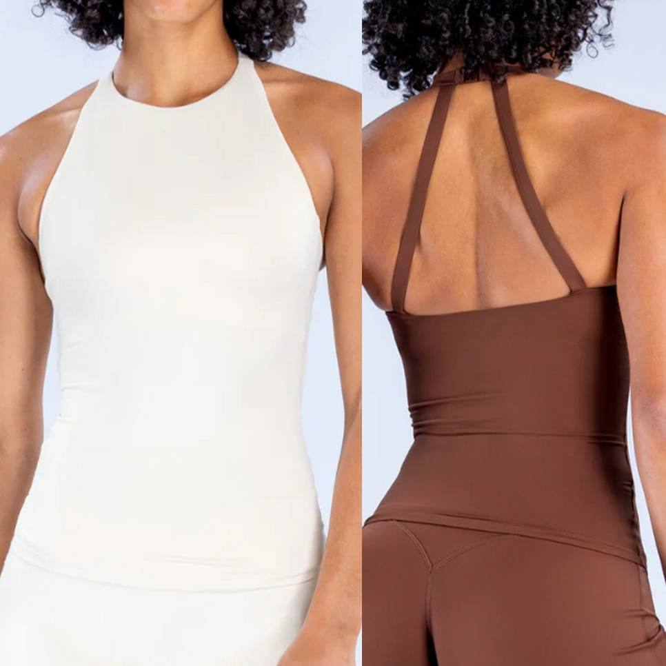 Pilates Yoga Wear - Top halter para mujer con sujetador