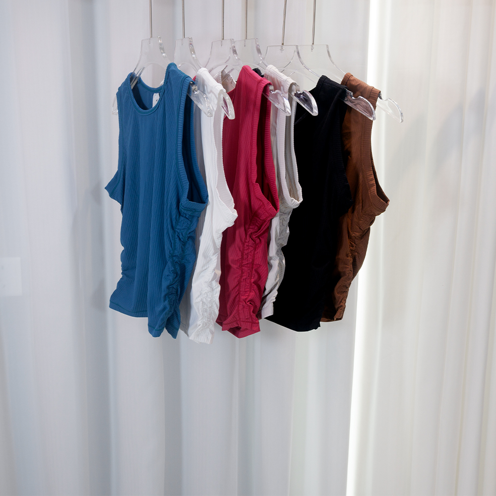 Pilates Yoga Wear - Camiseta sin mangas acanalada de verano